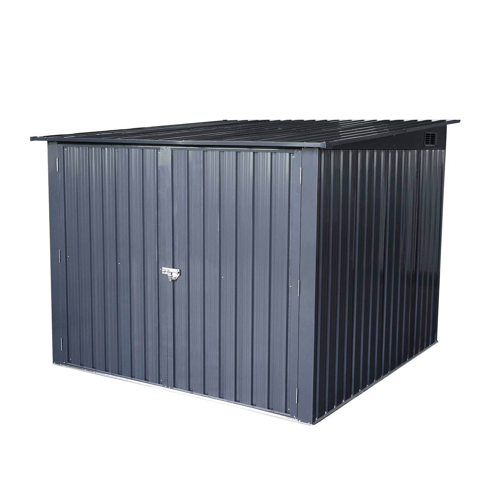 Mondawe - Outdoor Steel Storage Shed For Bicycle with Slope Roof and 4 Bike Tracks - Black