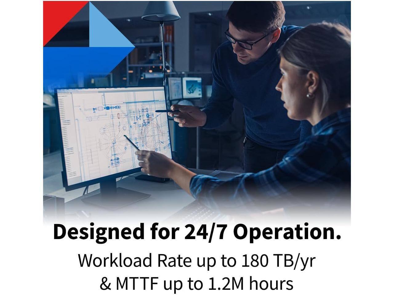 Designed for 24/7 Operation.  
Workload Rate up to 180 TB/yr & MTTF up to 1.2M hours