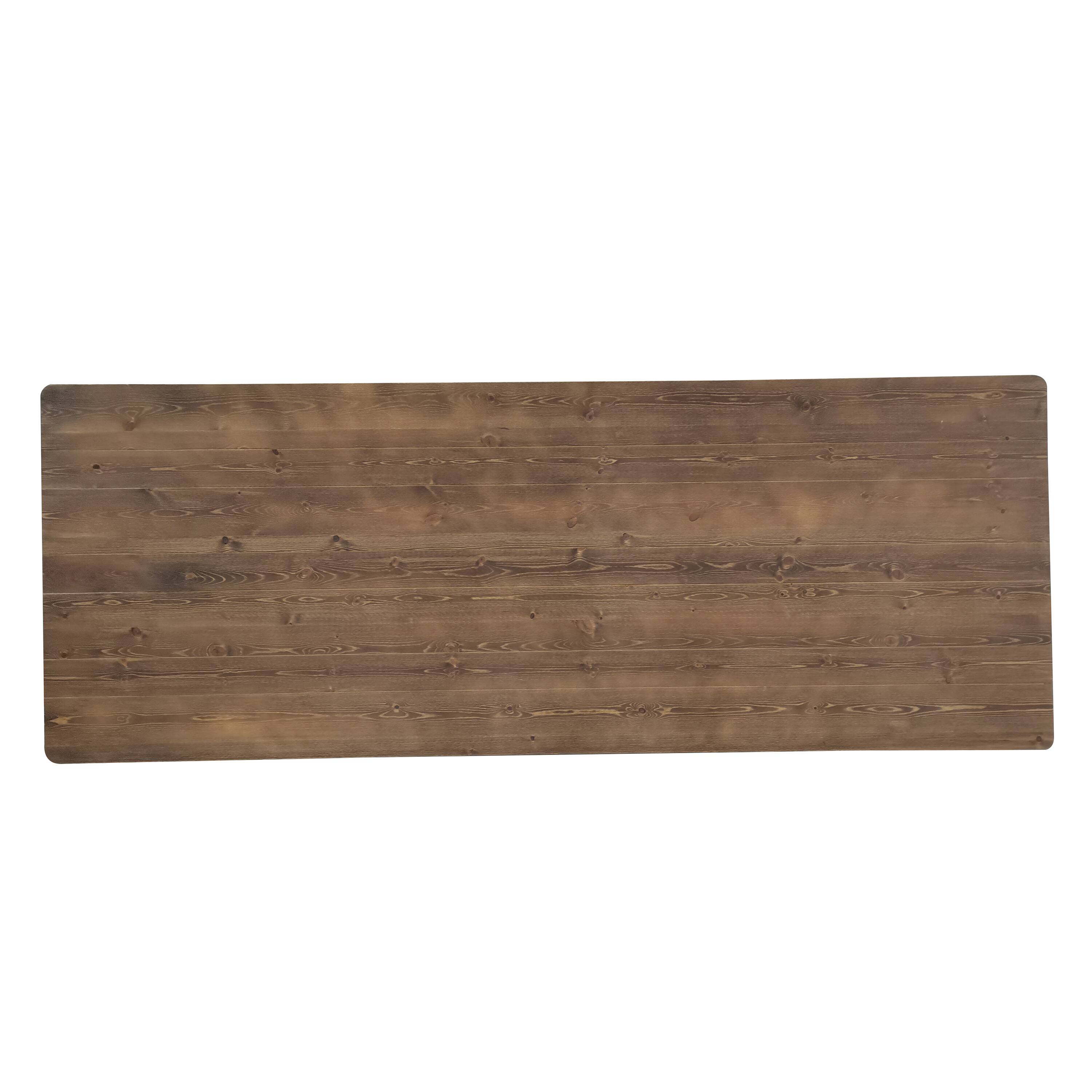 Alt View 1. Flash Furniture - HERCULES 9' x 40" Rectangular Antique Rustic Solid Pine Folding Farm Table with X Legs - Brown.