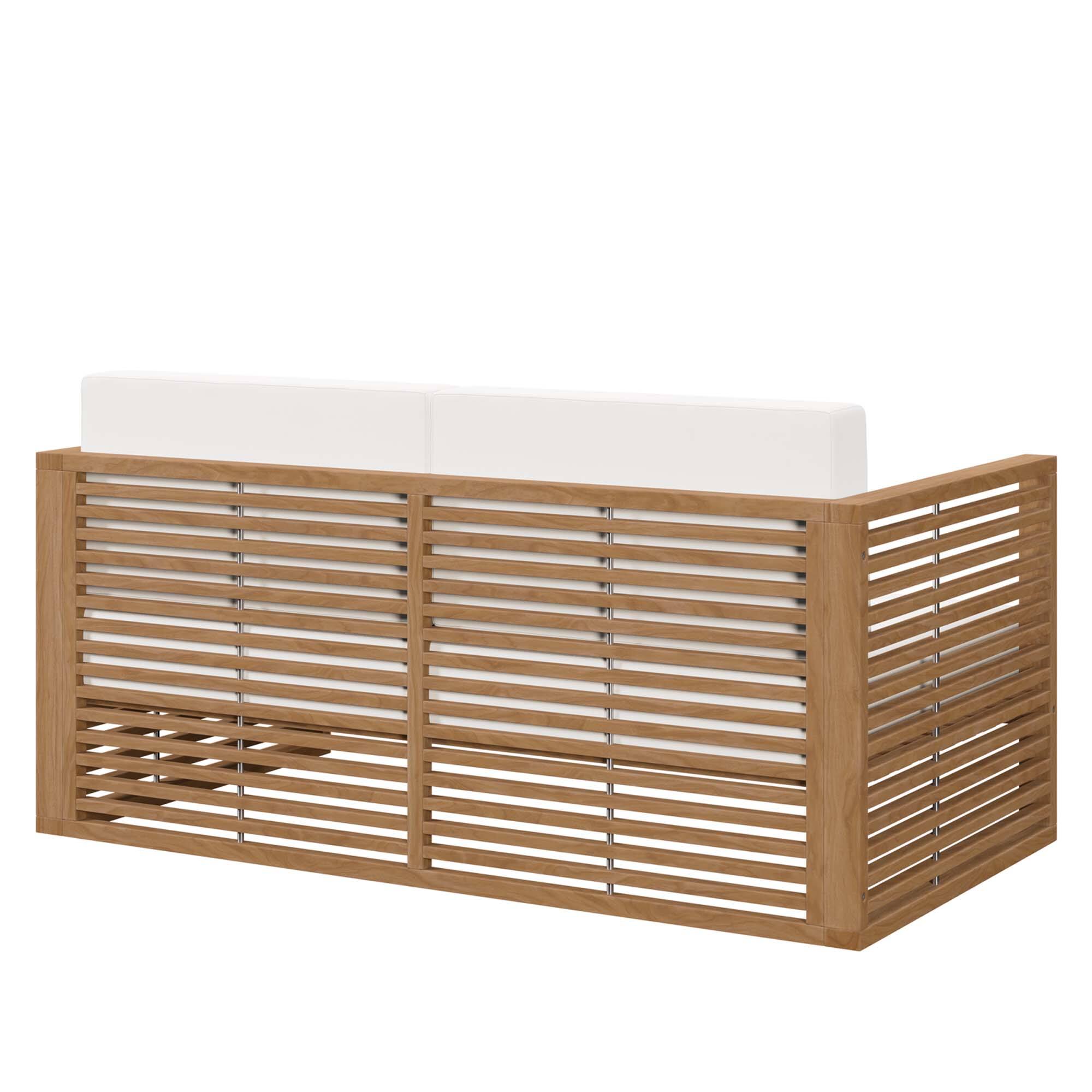 Alt View 2. Modway - Carlsbad Teak Wood Outdoor Patio Loveseat by Modway - Natural White.