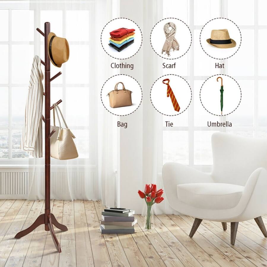 Tree Clothes Rack Kadyn Adjustable Wooden Tree Coat Rack with 8 Hooks Tree Shaped Coat ...
