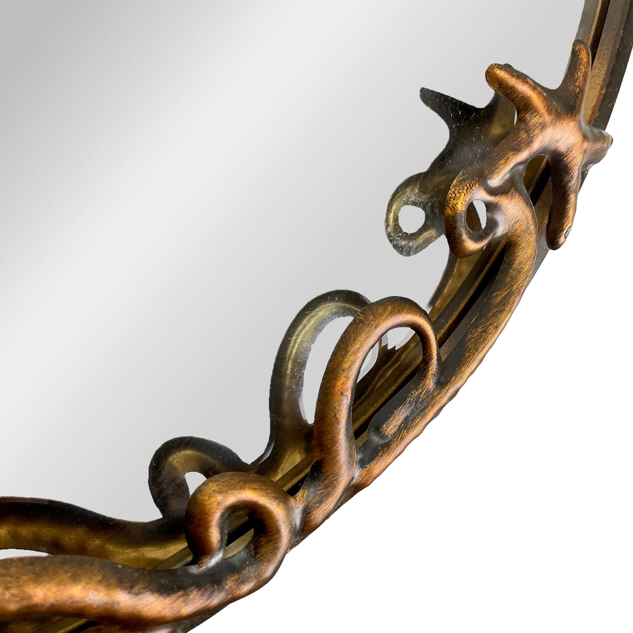 Alt View 5. Zeckos - Bronze Octopus Wall Mirror – 20-Inch Decorative Accent for Nautical Home Decor - Bronze.