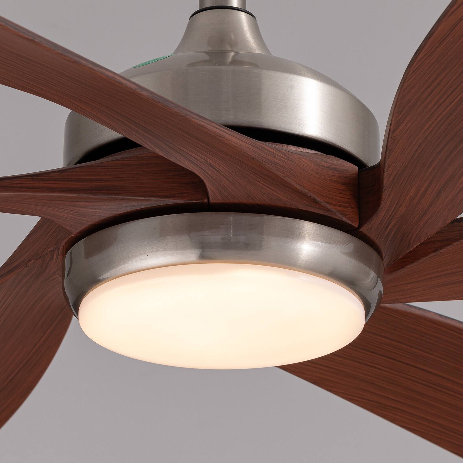 Alt View 6. Siljoy - 64" Modern Silent Ceiling Fan, Reversible DC Motor, 6 Speeds, Timer, Natural Wind, Remote & APP Control, Indoor Outdoor - Brushed Nickel.