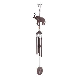 FC Design - 27" Long Elephant Matal Silhouette Wind Chime Outdoor Patio or Garden Hanging Decoration - Multi-Color