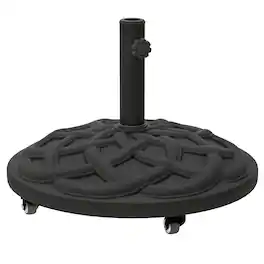 Outsunny - Round Patio Umbrella Base with Wheels, 44 lbs Resin Umbrella Stand Base, Heavy Duty Patio Umbrella Holder - Black