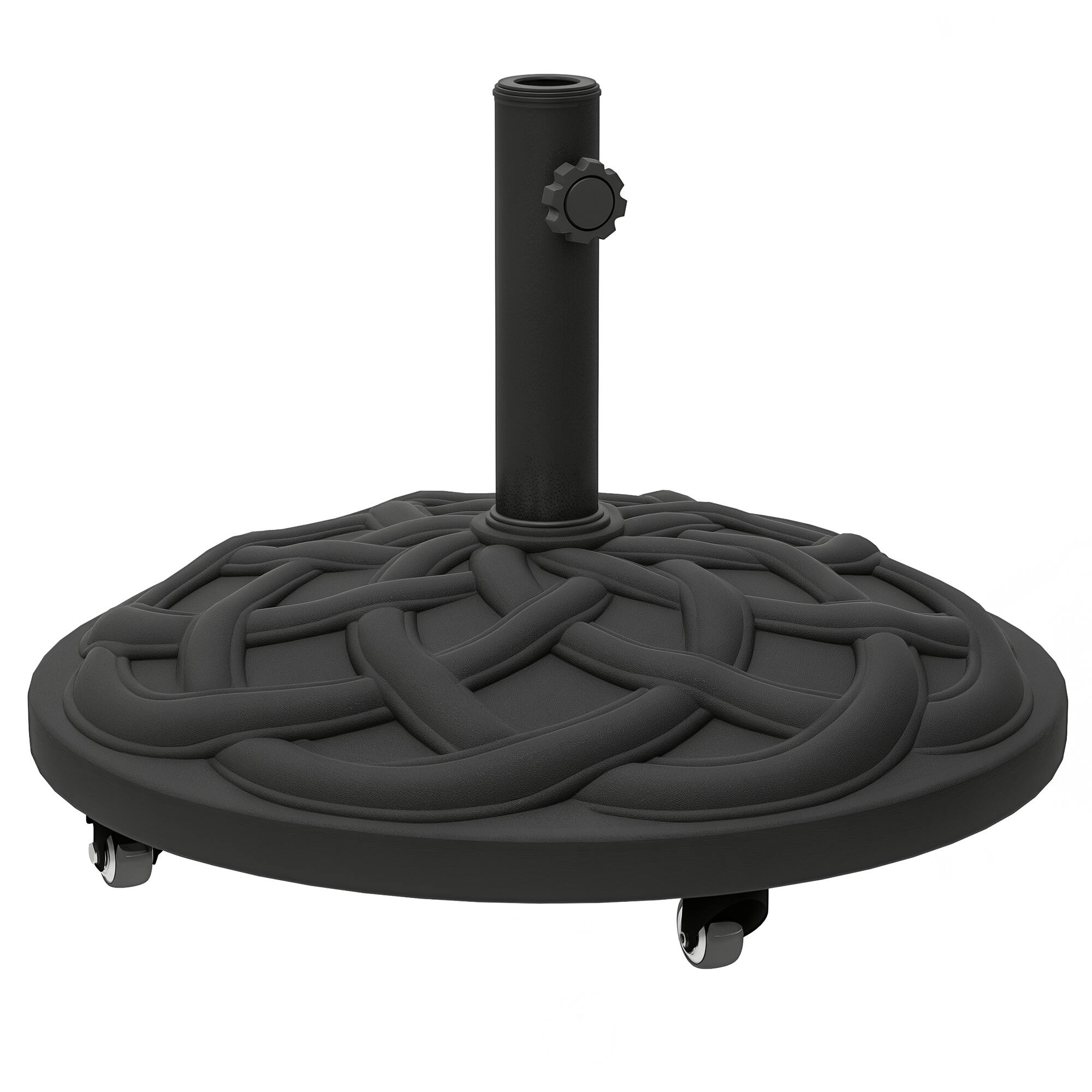 Outsunny - Round Patio Umbrella Base with Wheels, 44 lbs Resin Umbrella Stand Base, Heavy Duty Patio Umbrella Holder - Black