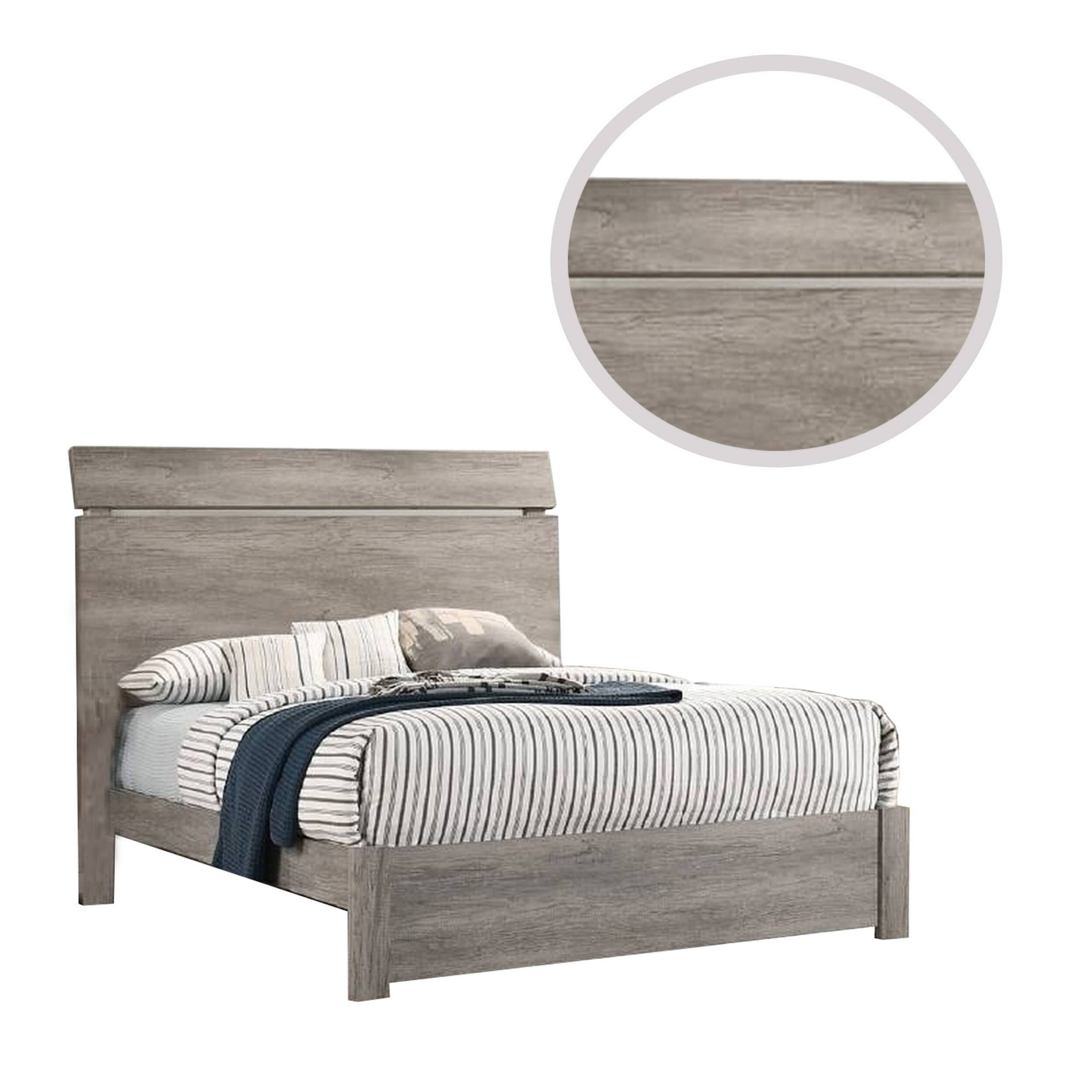 Alt View 3. Manhattan Lane - Posy Platform Queen Size Bed with Split Headboard - Gray.