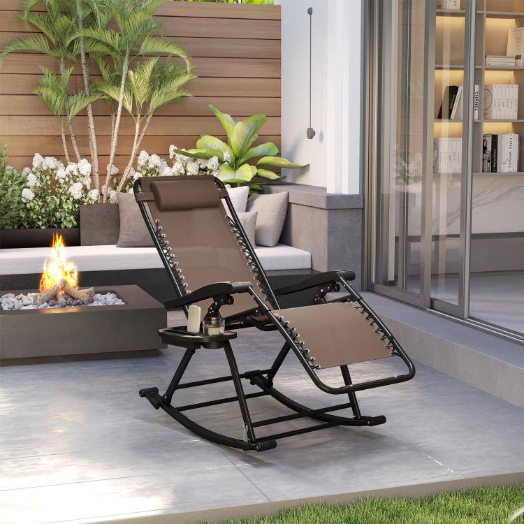 PULUZ Outdoor Rocking Chairs, Foldable Reclining Zero Gravity Lounge ...