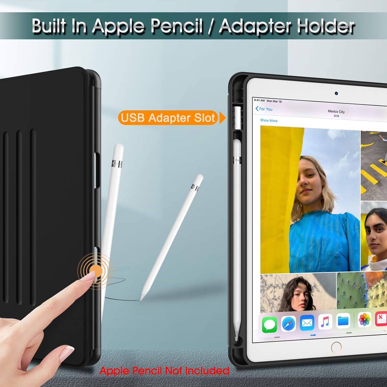 Built In Apple Pencil / Adapter Holder

USB Adapter Slot

Apple Pencil Not Included