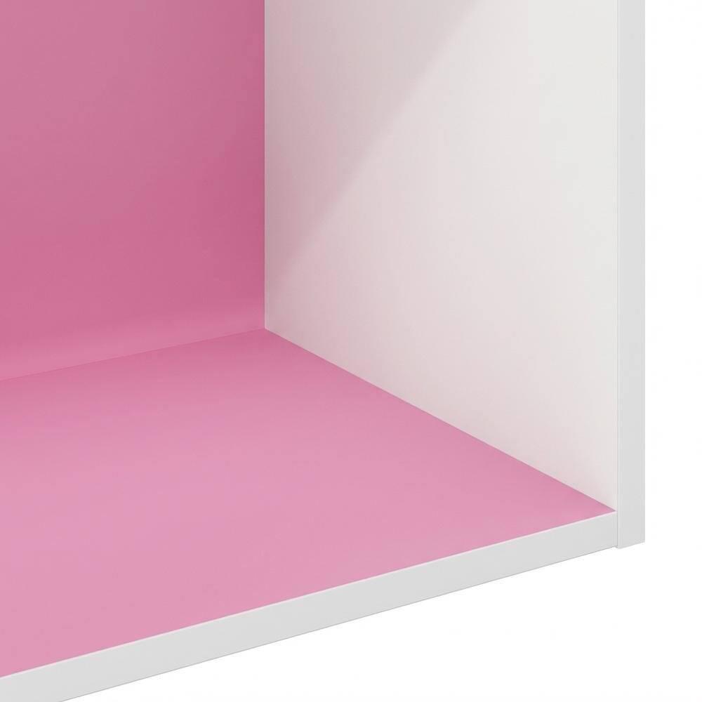 Alt View 2. FurniFact - Engineered Wood Bookcase with Open Shelving for Storage and Display - Pink/White.