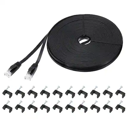 Front. Unique Bargains - Cat 6 Ethernet Cable 32AWG 250MHz Flat High Speed RJ45 Network Patch Cord with Clips - Black.