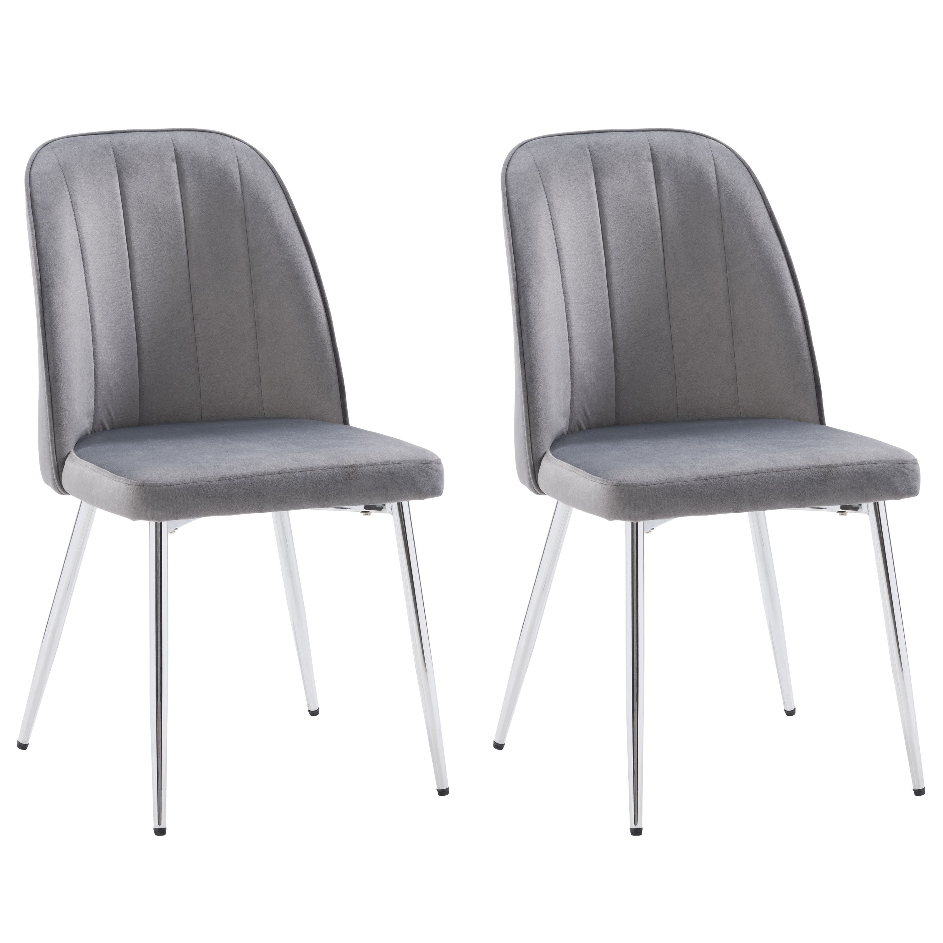 Front Zoom. CorLiving - Nash Velvet Channel Tufted Side Chair - Gray.