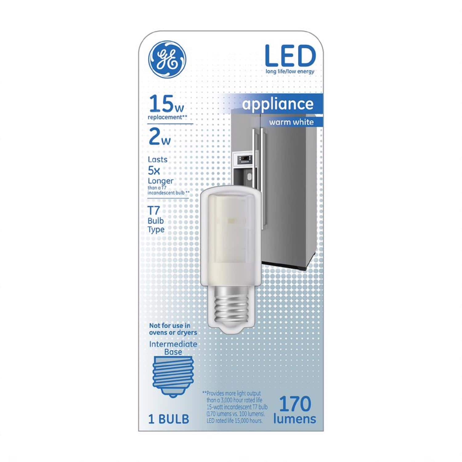 GE - T7 E17 (Intermediate) LED Bulb Warm White 15 Watt Equivalence 1 pk