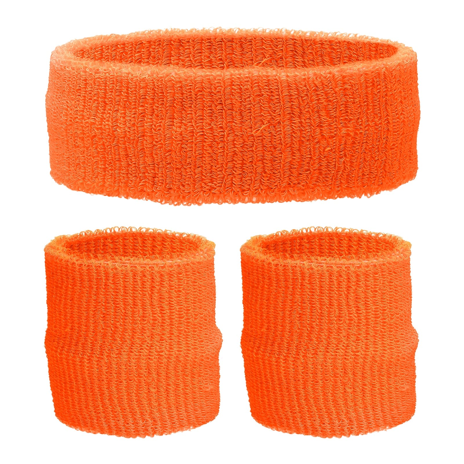 Unique Bargains - Sweatband Set, 1pc Headband + 2pcs Wristbands Moisture Wicking Breathable Athletic Bands 3pcs for Sports - Orange price history on PriceWatchPro