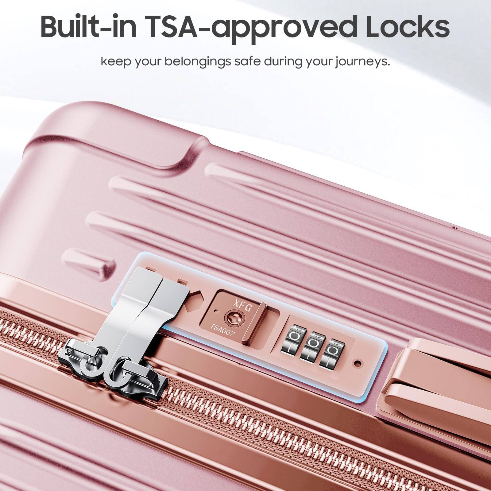 Built-in TSA-approved Locks  
keep your belongings safe during your journeys.