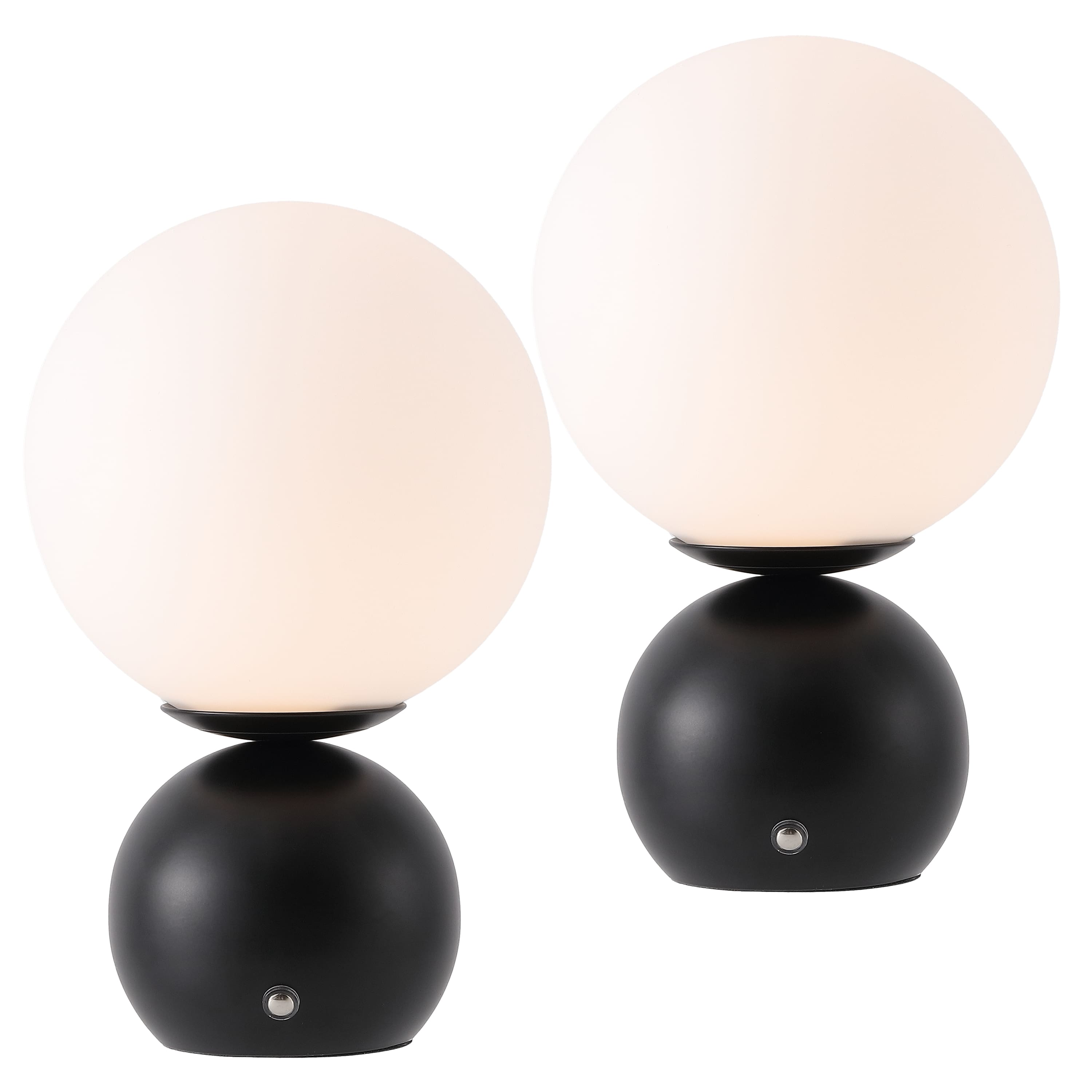 "Jonathan Y - Fatima 9.5"" Modern Metal Rechargeable Table Lamp Set of 2, with White Glass Globe Shade and Touch Sensor - Black" price history on PriceWatchPro