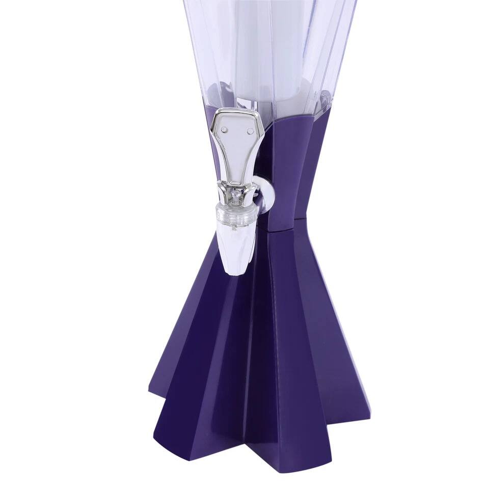 Back. Home Collection - Beer Tower Dispenser 3L Beverage Drink Dispenser with LED Light - Purple with Transparent Container.