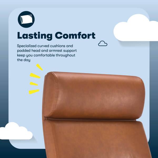 Lasting Comfort

Specialized curved cushions and padded head and armrest support keep you comfortable throughout the day