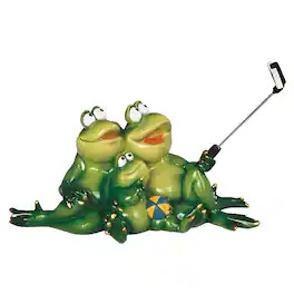FC Design - 9.25"W Lovely Frog Family Taking Picture Selfie Stick Funny Animal Figurine Office Desk Tabletop Home Decor - Multi-Color