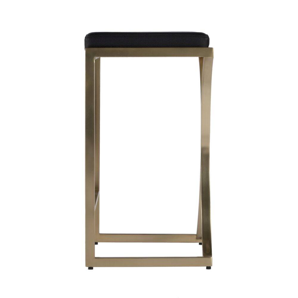Left. Butler Specialty - Natalya 25.5 in. Seat Height Square Upholstered and Metal Backless Counter Stool with Footrest - Black.