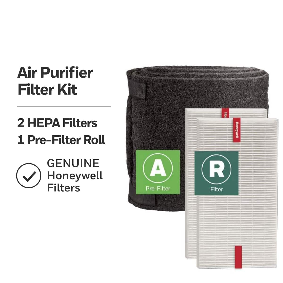 Air Purifier Filter Kit 2 Filters 1 Pre-Filter Roll Hor Honeywell GENUINE Honeywell Filters A Pre-Filter Roll