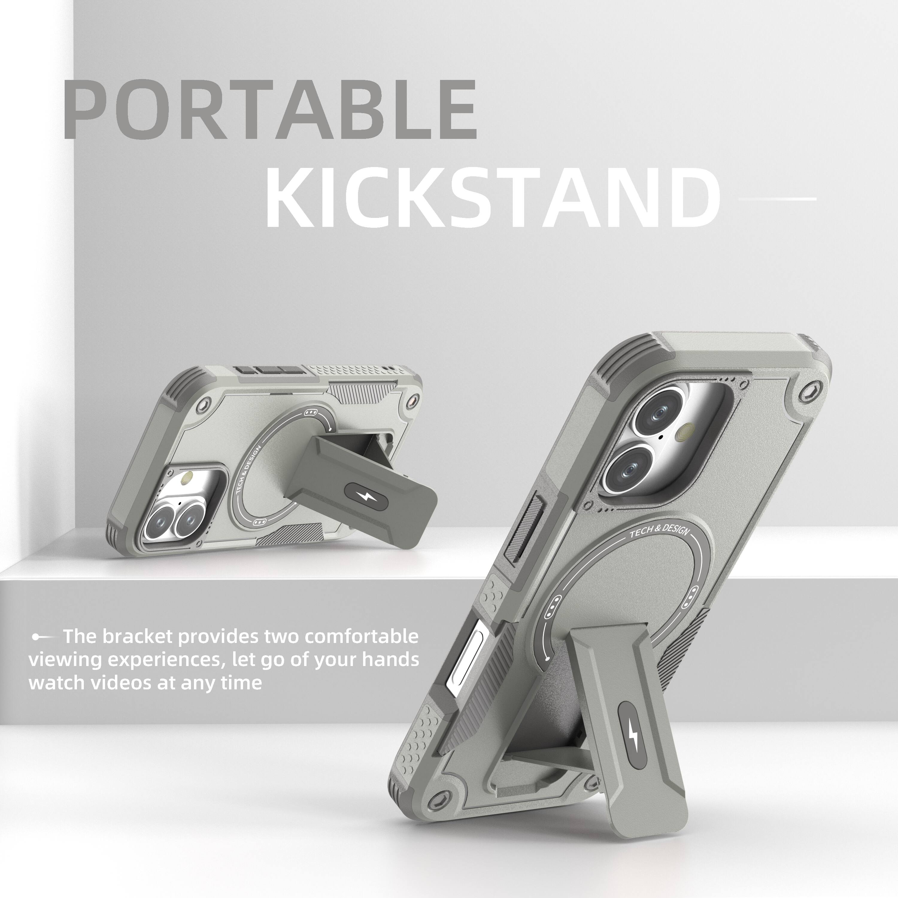 PORTABLE KICKSTAND

The bracket provides two comfortable viewing experiences, let go of your hands watch videos at any time