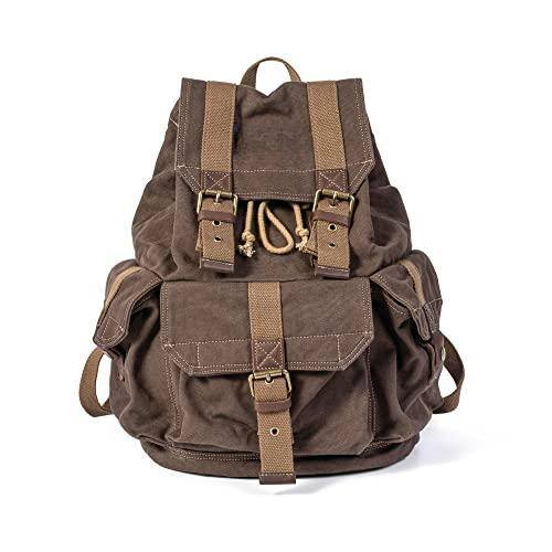 Front. Cozy Serene - 21101amg Specially High Density Thick Canvas Backpack Rucksack  Field Tan Large - Coffee-Small.