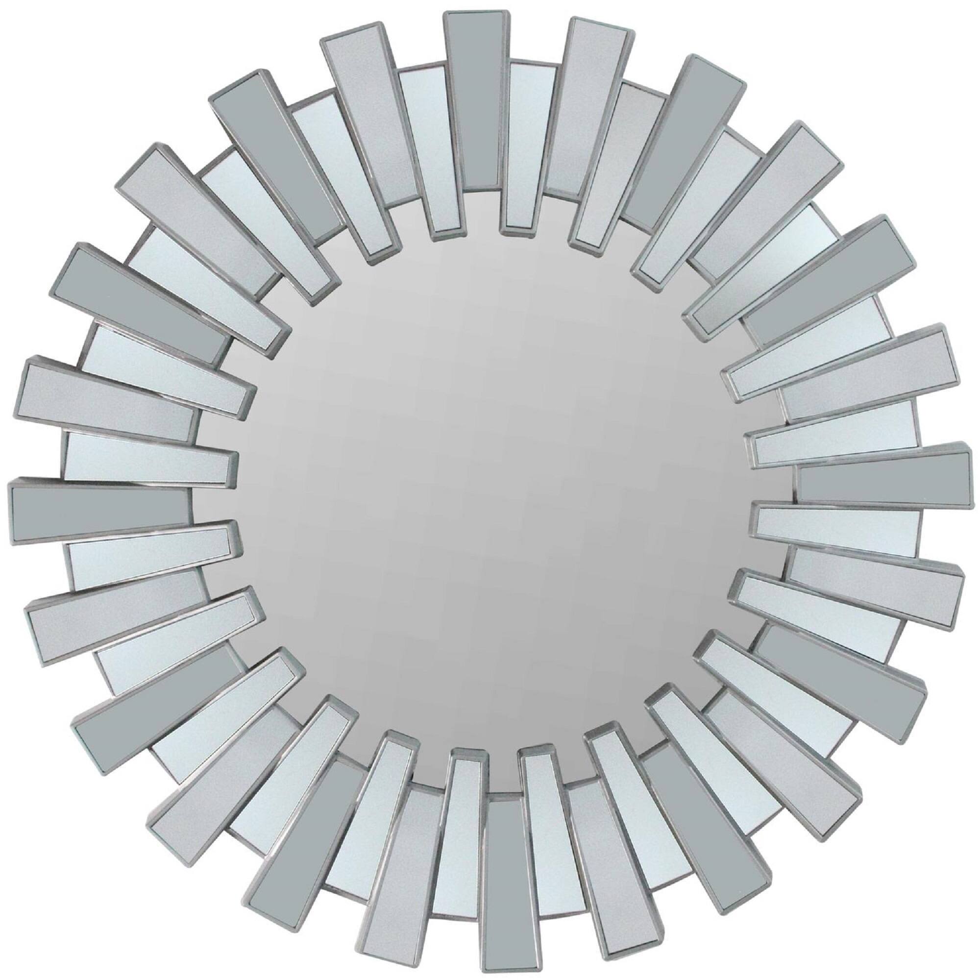 Front. Northlight - Aztec Sunburst Round Wall Mirror - 25.5" - Silver - Silver.