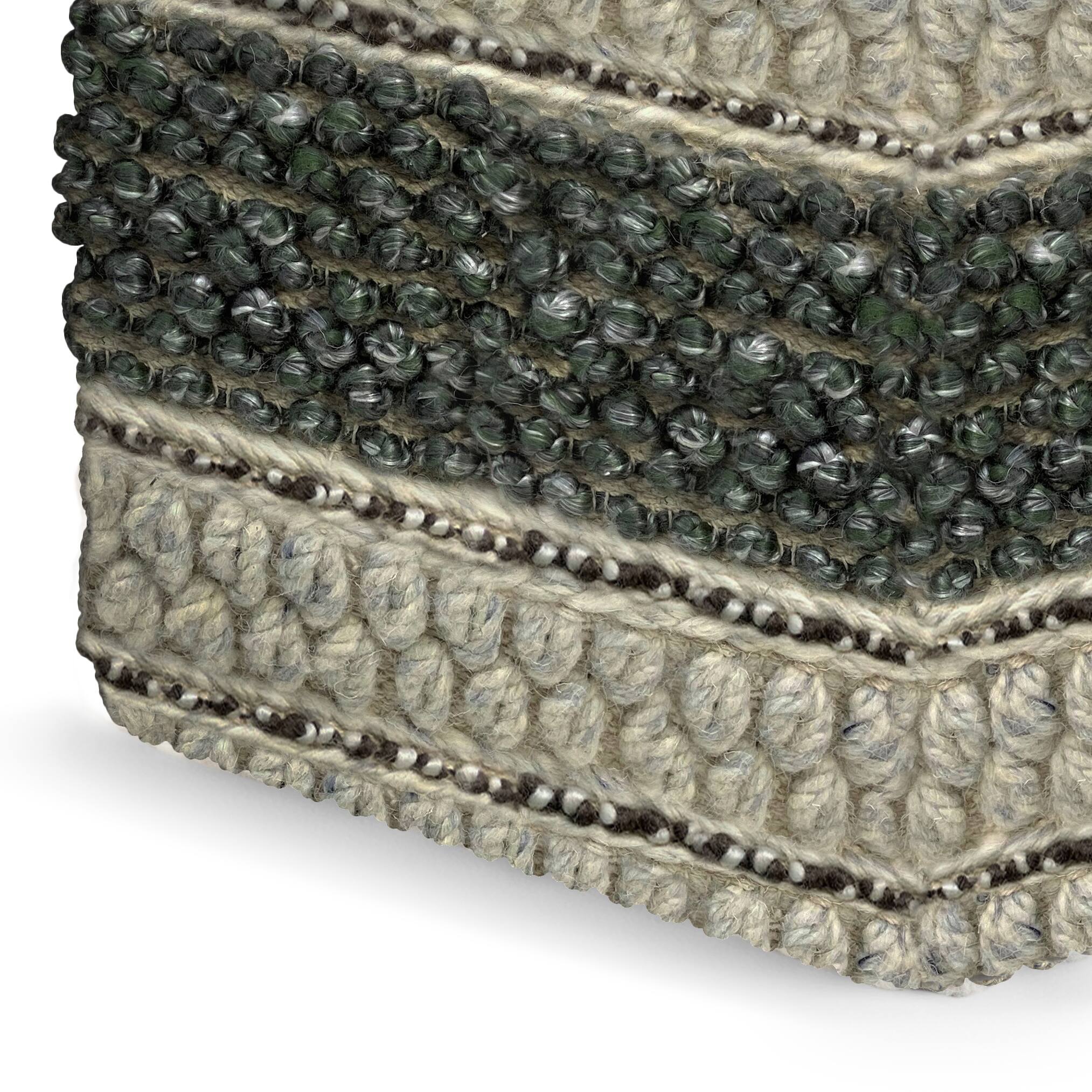 Left. Simpli Home - Grady Square Pouf - Green and Natural.
