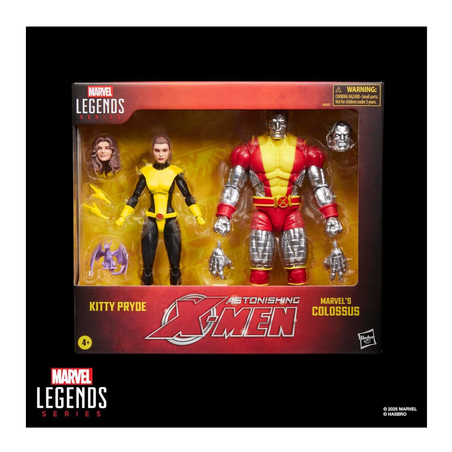 MARVEL LEGENDS SERIES  
WARNING: CHOKING HAZARD - Small parts. Not for children under 3 years.  

ASTONISHING X-MEN  
KITTY PRYDE  
MARVEL'S COLOSSUS  

4+  

© 2025 MARVEL  
© HASBRO