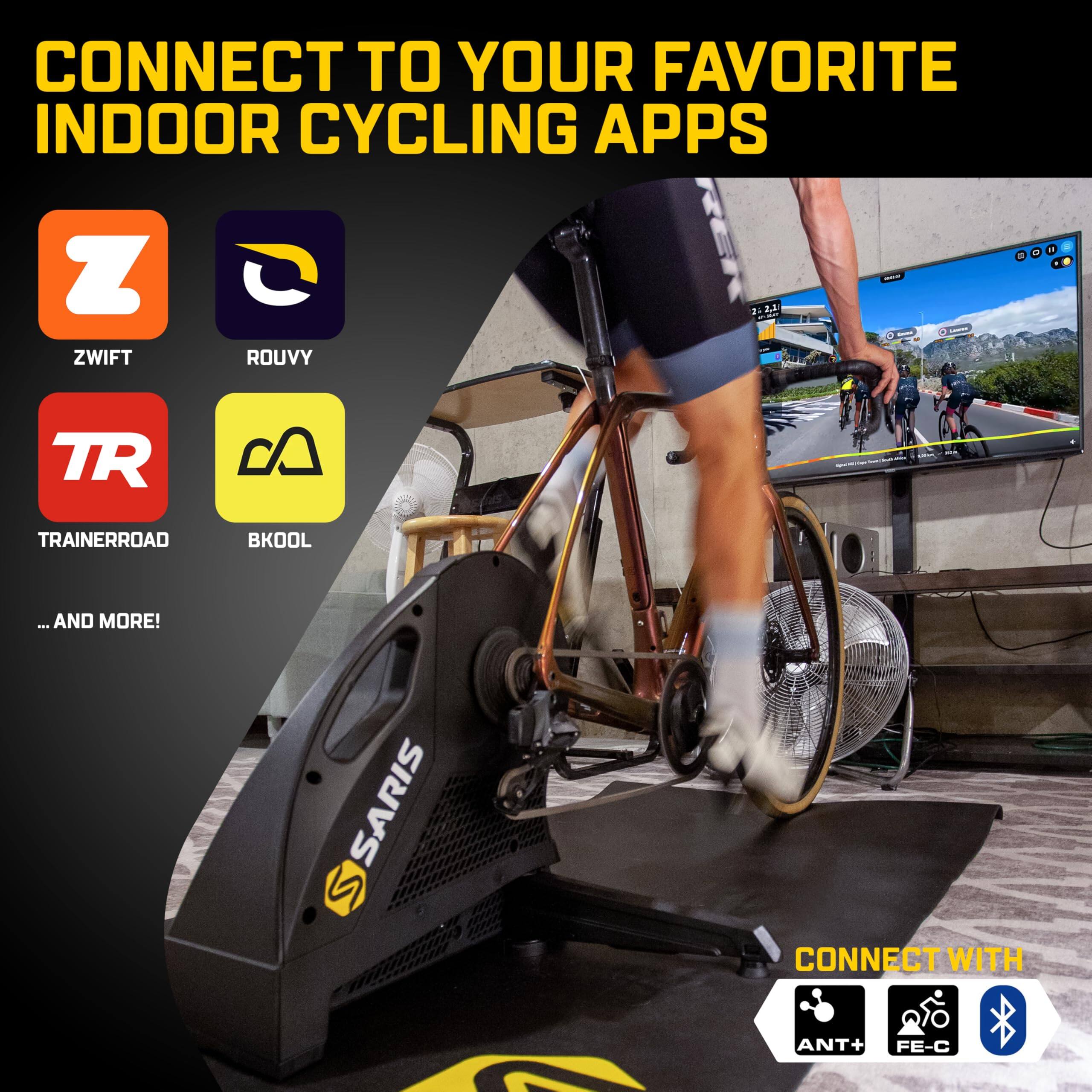 CONNECT TO YOUR FAVORITE INDOOR CYCLING APPS ZWIFT ROUVY TRAINERROAD BKOOL ...AND MORE! CONNECT WITH ANT+ FE-C