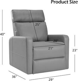 Bestier - Vegan Leather Manual Swivel Recliner with Solid Footrest and Soft Padded Armrest - Gray