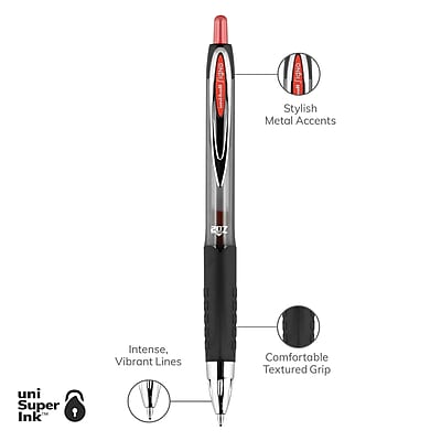 1. Stylish Metal Accents  
2. Intense, Vibrant Lines  
3. Comfortable Textured Grip  
uni Super Ink