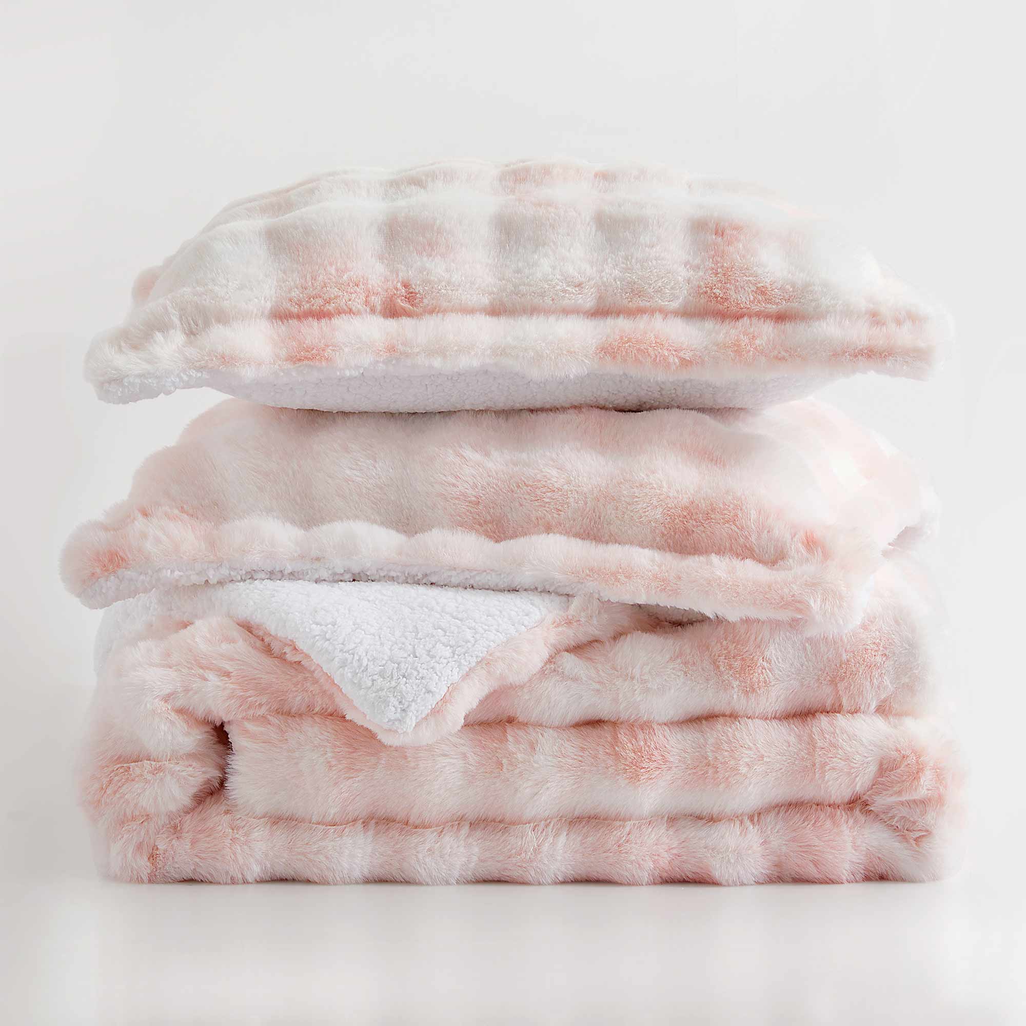 Alt View 2. Peace Nest - Peace Nest Ultra-Soft Faux Fur Comforter Set with Plush Tie-Dye & Reversible Sherpa, Pink, Queen - Pink.