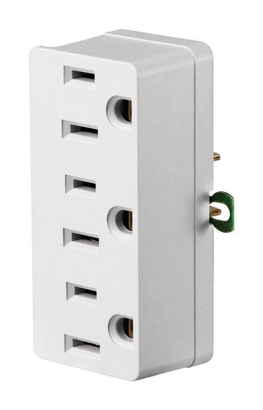 Front. Leviton - Leviton Grounded 3 outlets Outlet Adapter 1 pk.