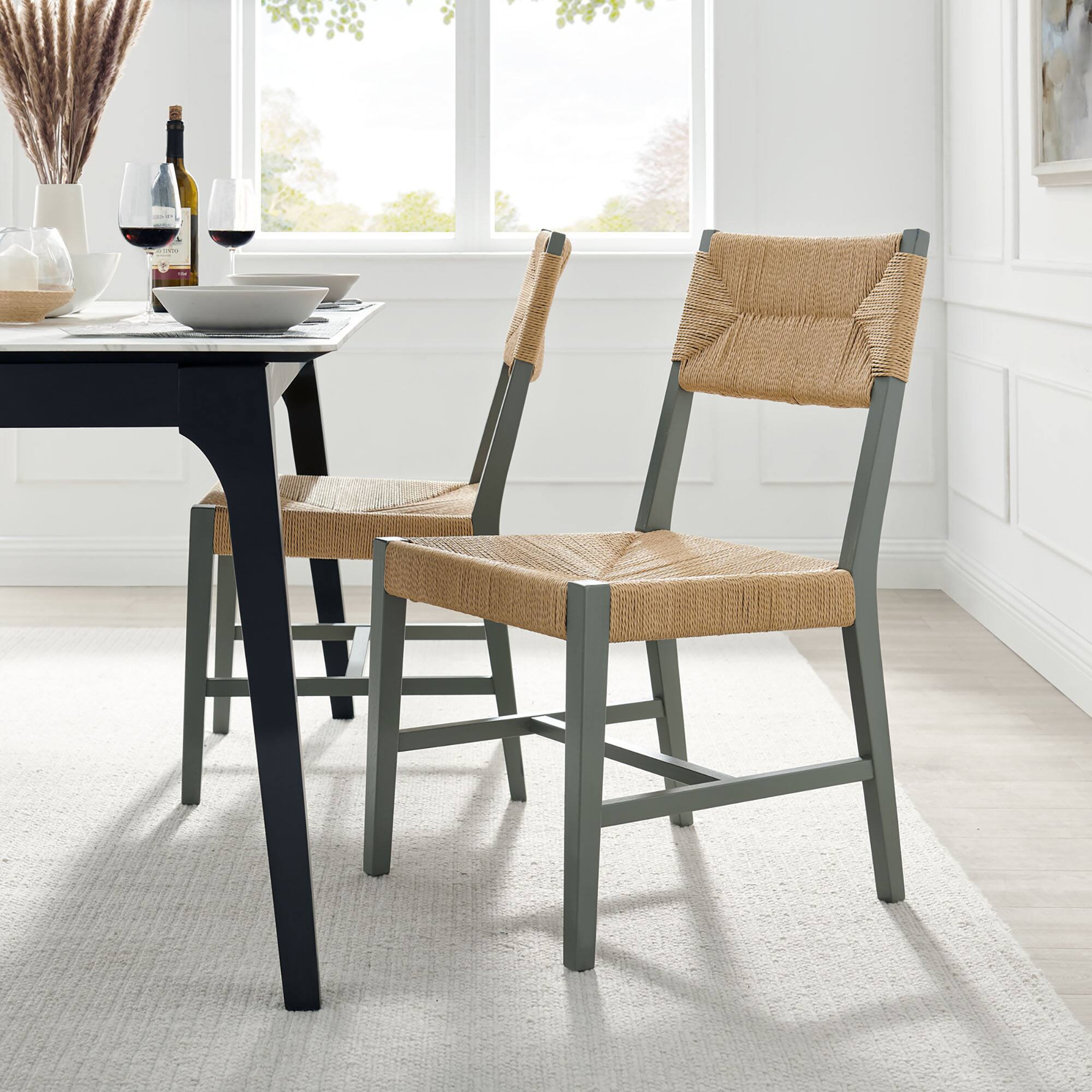 Alt View 1. Modway - Bodie Wood Dining Chair Set of 2 by Modway - Light Gray Natural.