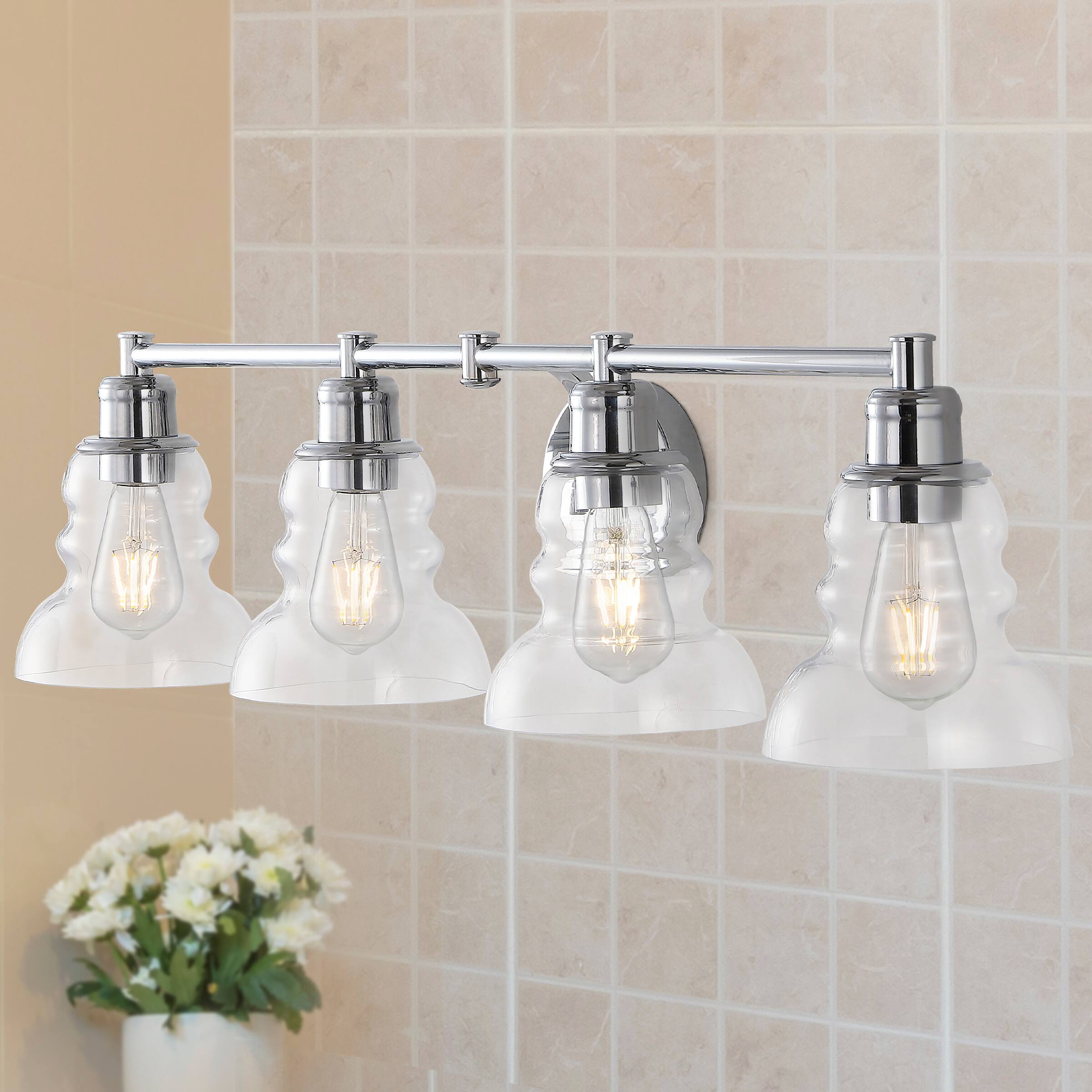 Alt View 1. Jonathan Y - Manhattan Vintage 35.5" 4-Light Metal/Glass Industrial Rustic LED Vanity, Chrome - Chrome.
