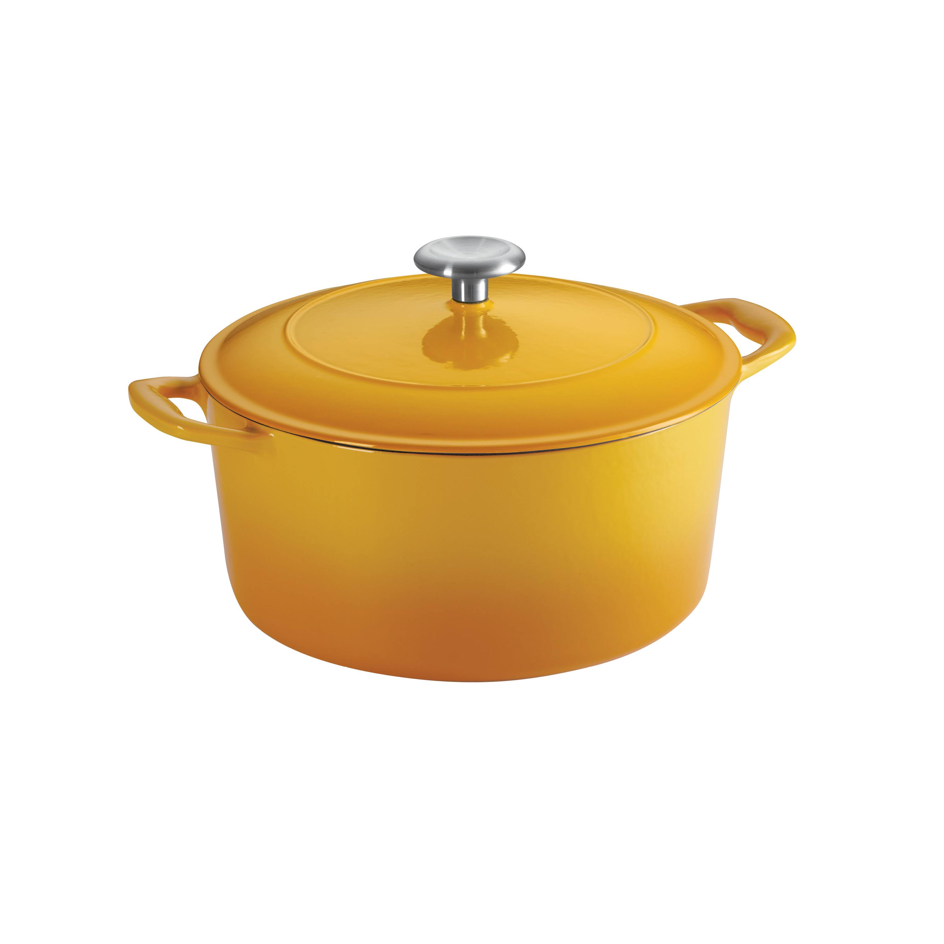 Angle. Tramontina - 5.5Qt Round Covered Dutch Oven - Sunrise.