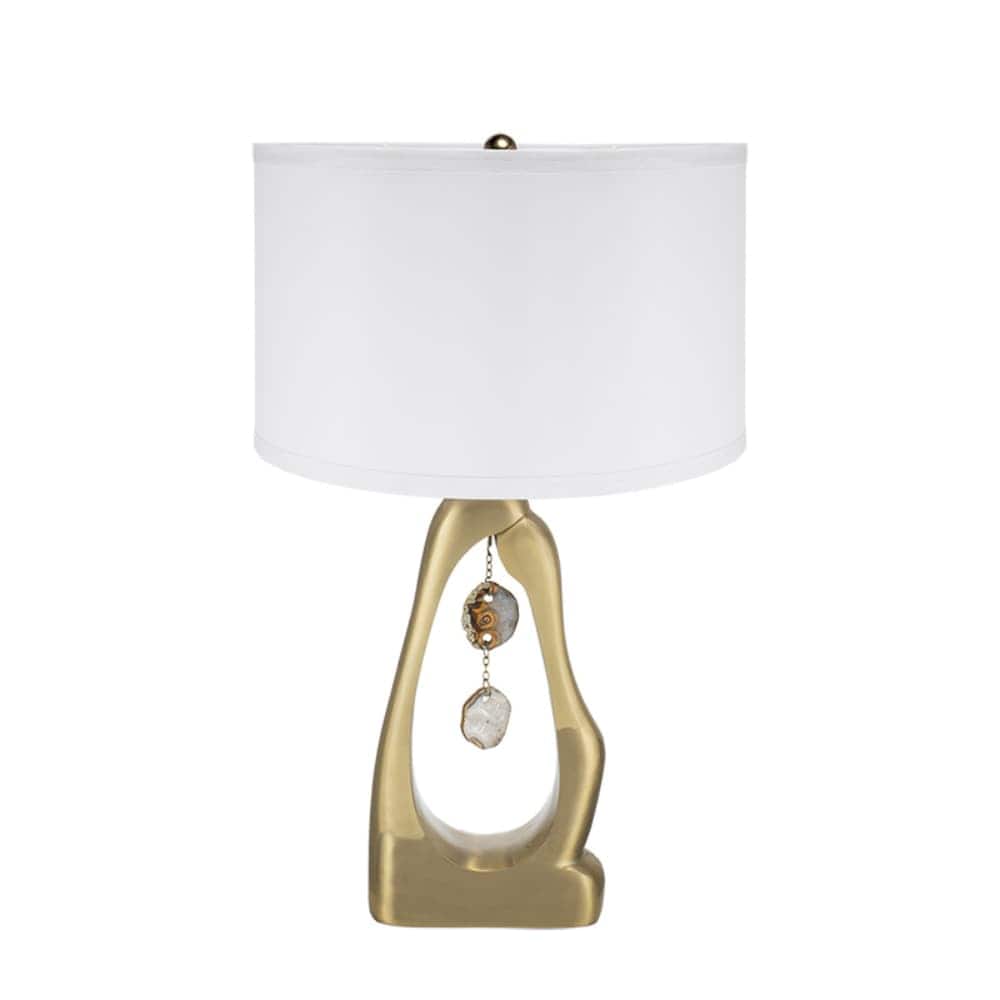 Luckbyte - 16x27.5 Inch Gold Geode Shaped Table Lamp With White Drum Shade Assembly Required