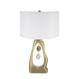 Luckbyte - 16x27.5 Inch Gold Geode Shaped Table Lamp With White Drum Shade Assembly Required