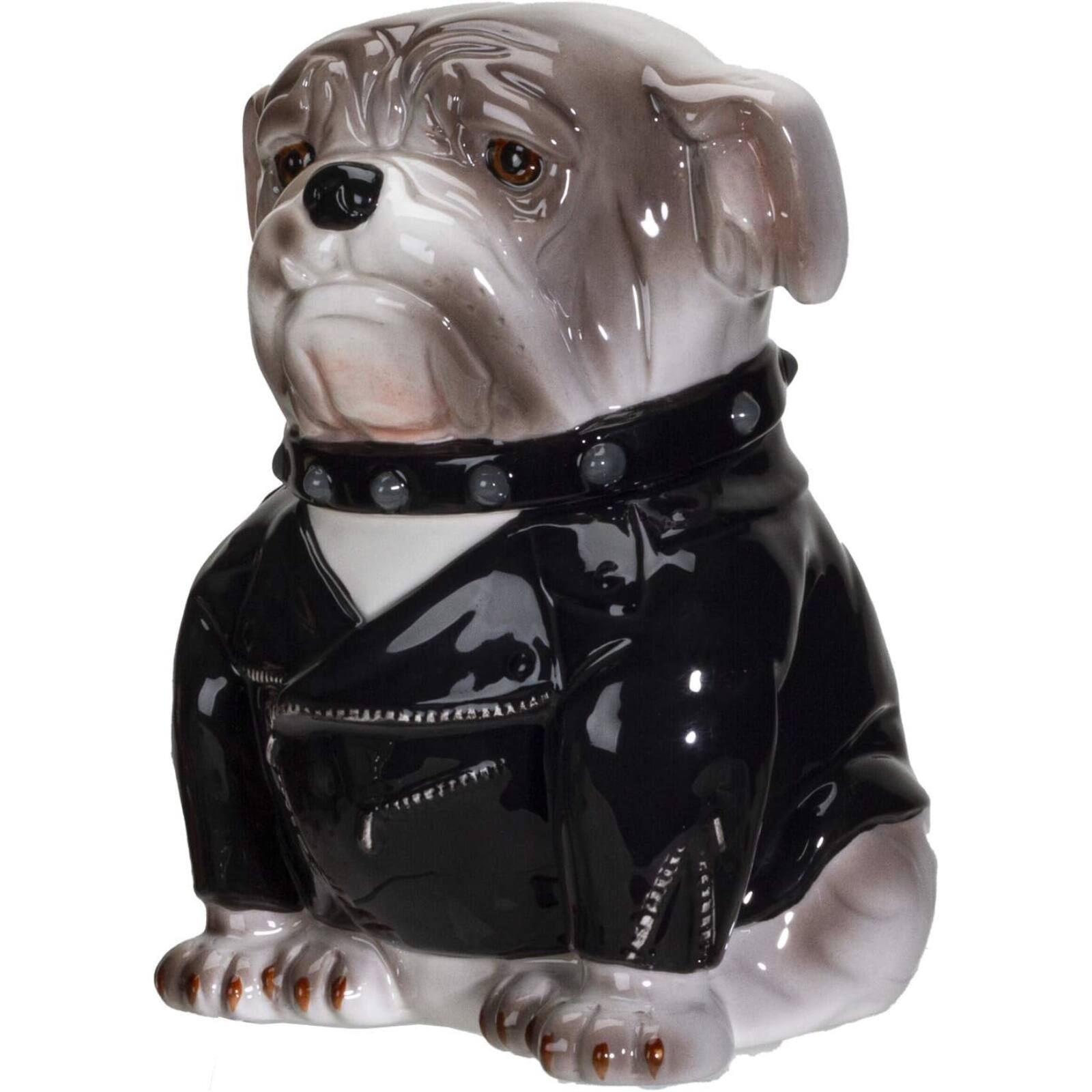 Alt View 1. Pacific Trading - Punk Rocker Bulldog Styling in a Leather Jacket with Collar Ceramic Cookie Jar - Multicolor.