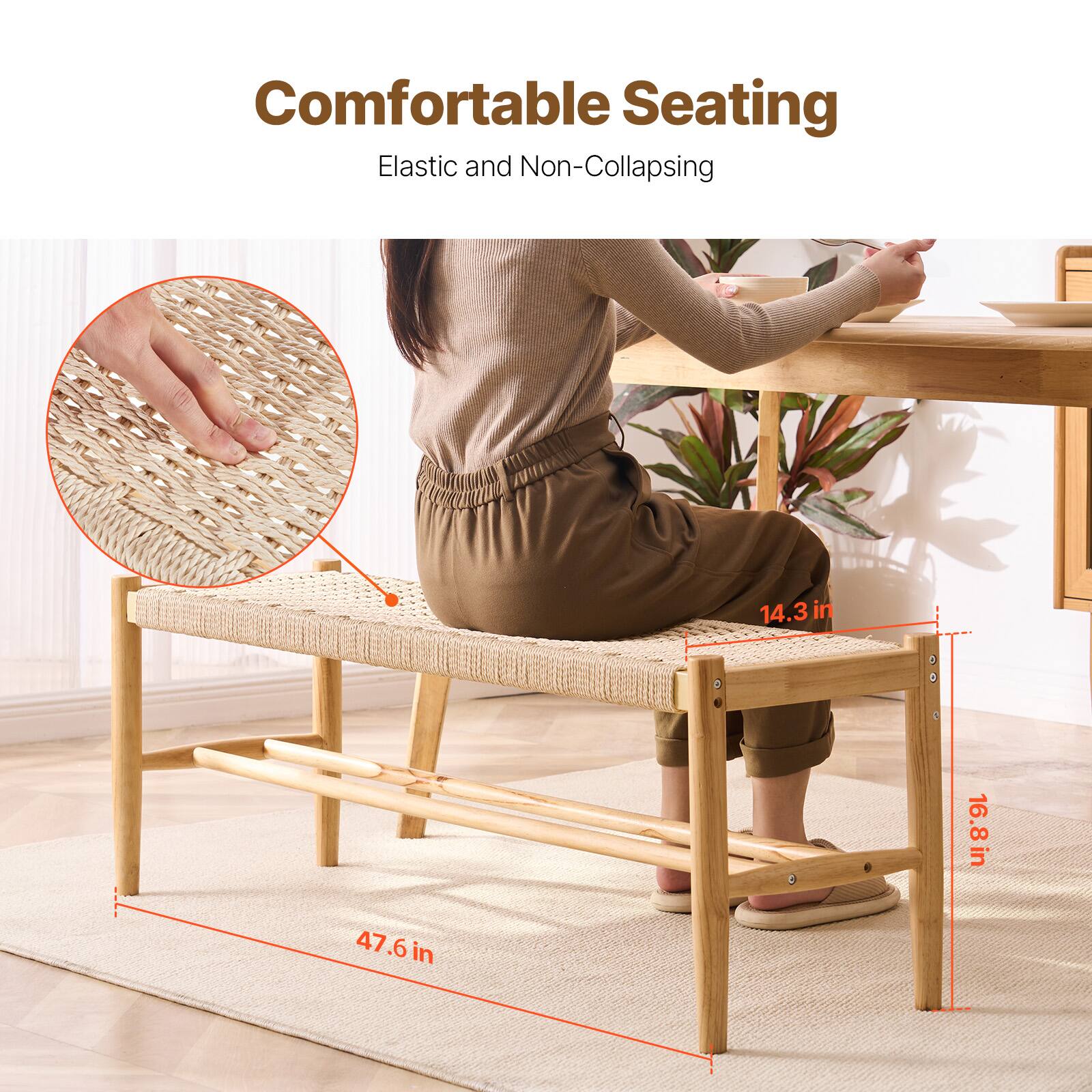 Comfortable Seating  
Elastic and Non-Collapsing  

14.3 in  
16.8 in  
47.6 in