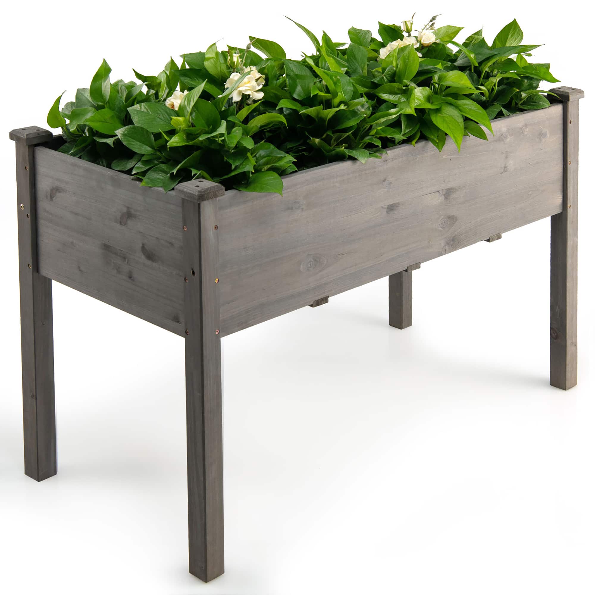 Costway - Wooden Raised Vegetable Garden Bed Elevated Grow Vegetable Planter - Gray price history on PriceWatchPro