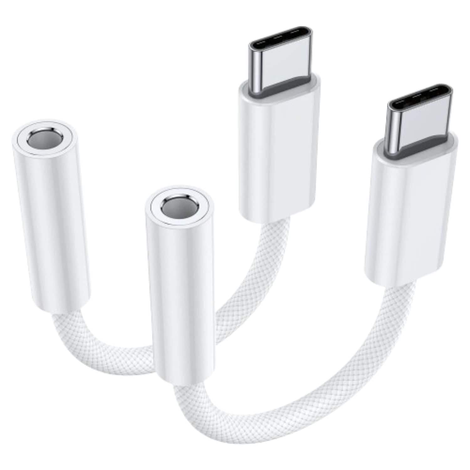 Stock Preferred - 2X USB-C to 3.5mm Headphone Jack Audio Adapter for iPhone 15 & Samsung Galaxy