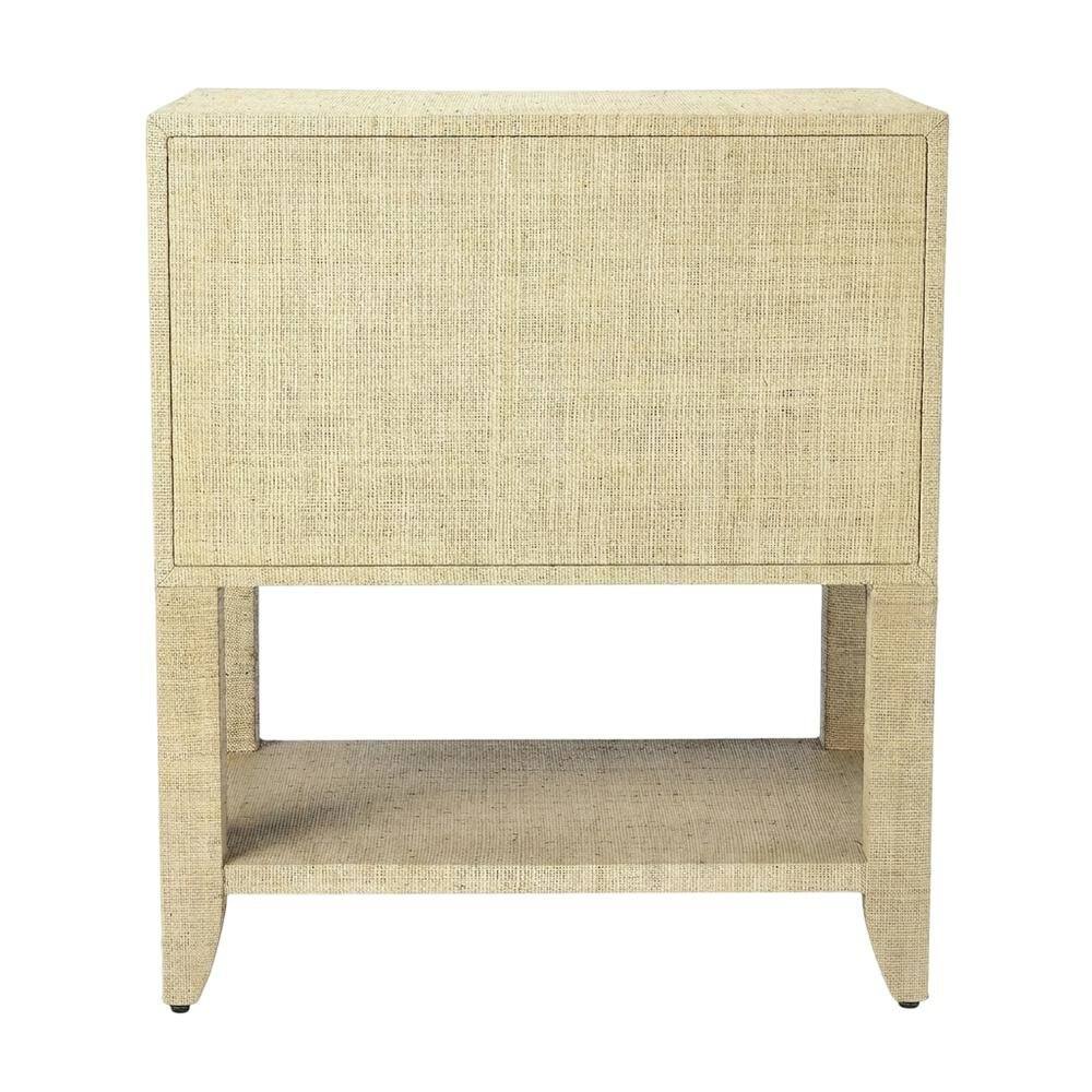 Front. Starlight Canyon Home - Raffia Nightstand with 2 Drawers, Coastal Bedside End Table for Bedroom - Cream,Yellow.