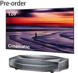 AWOL Vision - Aetherion Max 4K 3D ultra short throw projector & 120" Cinematic Screen Bundle - Dark Gunmetal