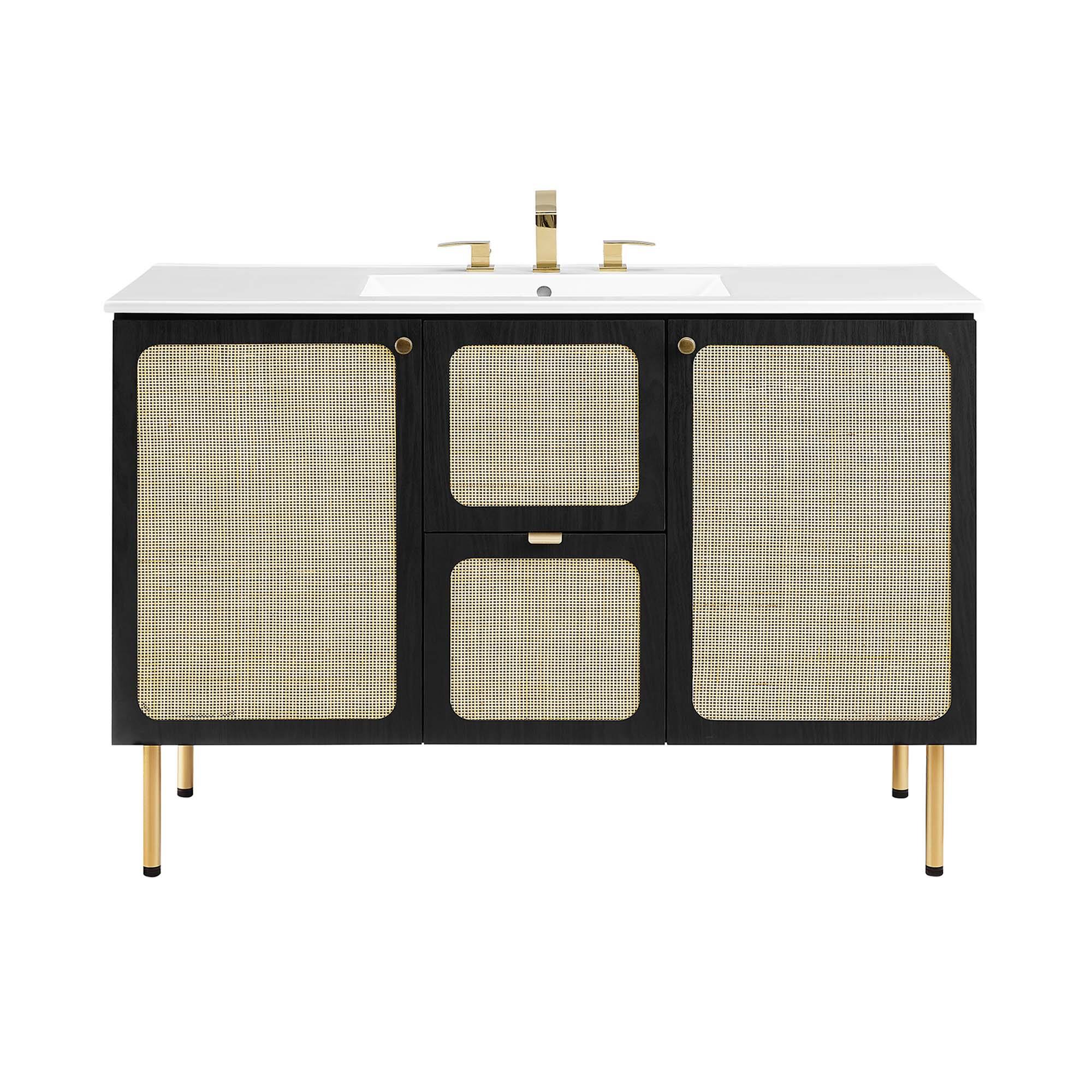 Alt View 8. Modway - Chaucer 48" Bathroom Vanity with White Basin Included by Modway - Black White.