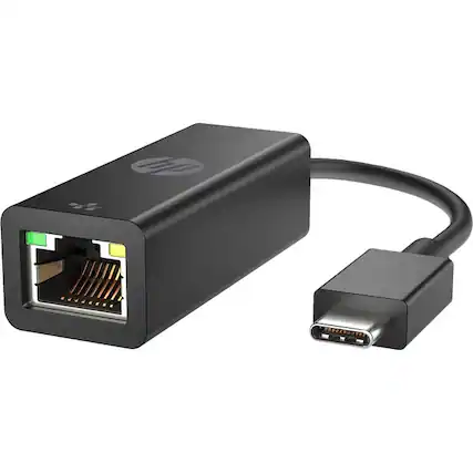 Front. HP - HP Ethernet Adapter - USB Type C - 1 Gbit/s Data Transfer Rate - 1 - Twisted Pair - 1000Base-T - TAA Compliant - Black.