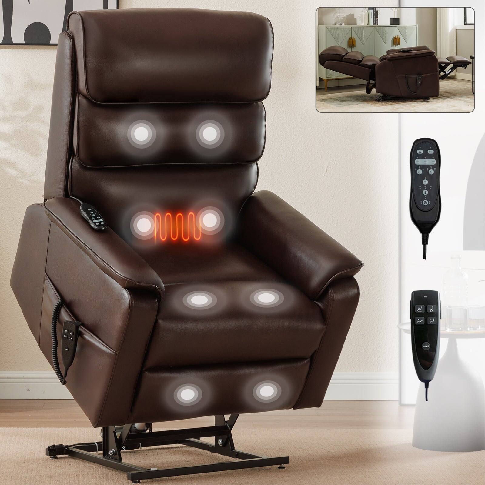 Alt View 8. Boyel Living - Brown Dual Motor Power Lift Recliner Chair with Power Remote Heat Massage and Heavy Duty Motion Mechanism - Brown.