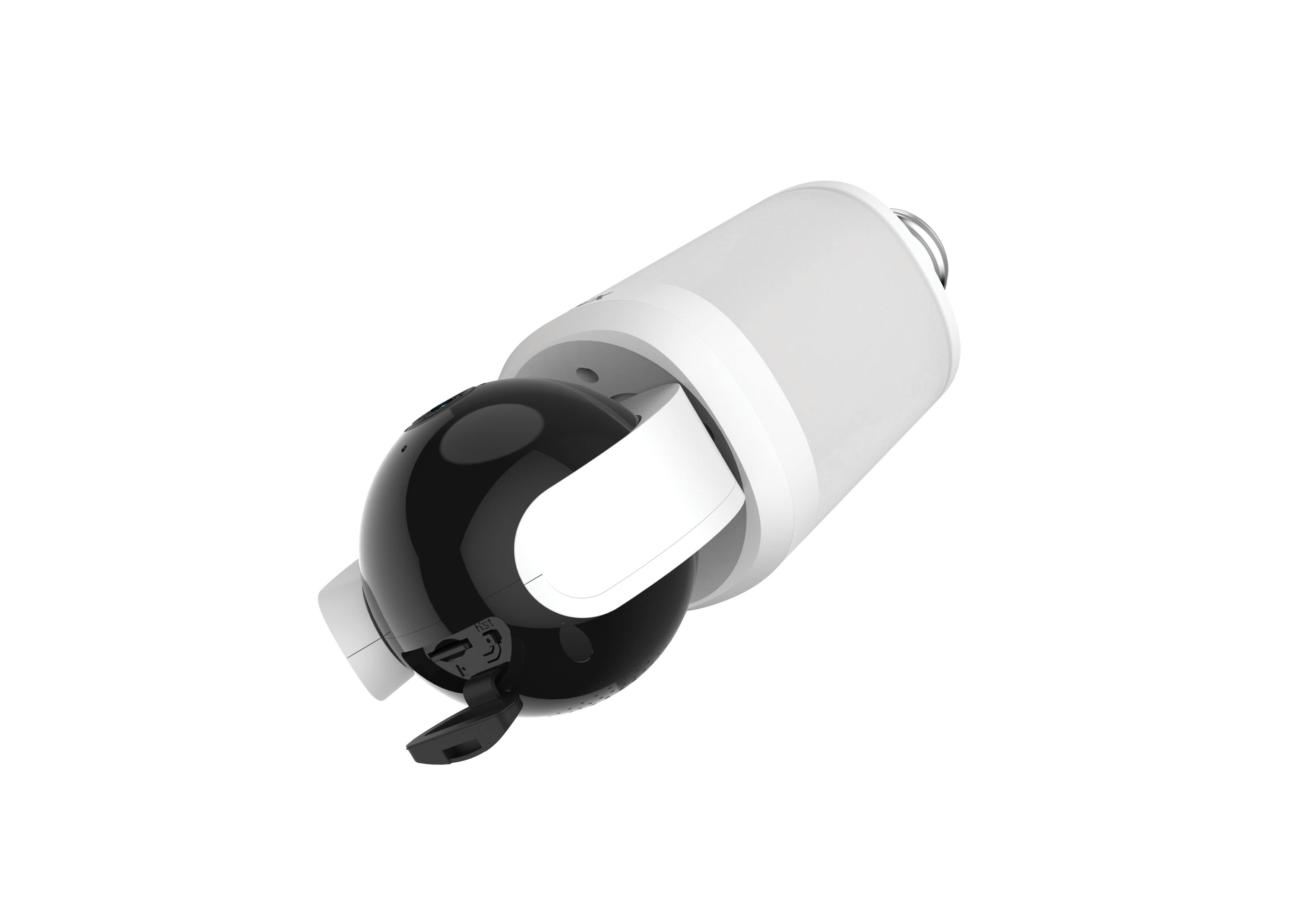 Back. Lorex - 2K Wi-Fi Smart Lightbulb Pan-Tilt Camera - White.